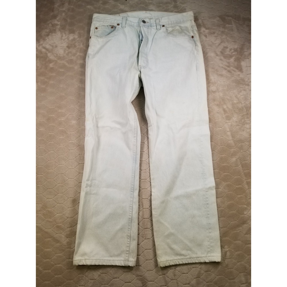 VTG 90s Levis 501 Jeans Mens White Denim USA Made Tag 36x36 Fits 34x28 1992